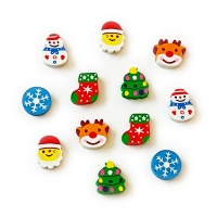 6pc Santa Claus Christmas Tree Reindeer Snowman Rubber Erasers Stocking  Fillers