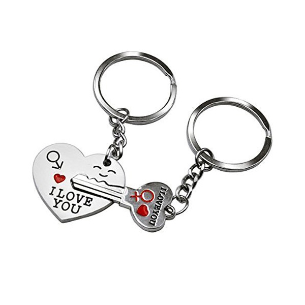 2pc I Love You Love Heart Cupid Arrow Couples Keyring Set Lovers Puzzle ...