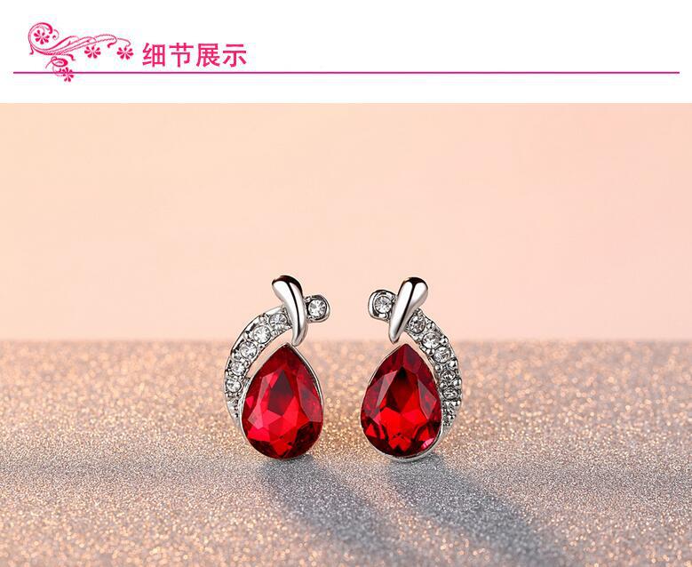 Wassertropfen Silber Halskette und Ohrringe Set Modeschmuck Diamant Strass - Bild 12 von 12