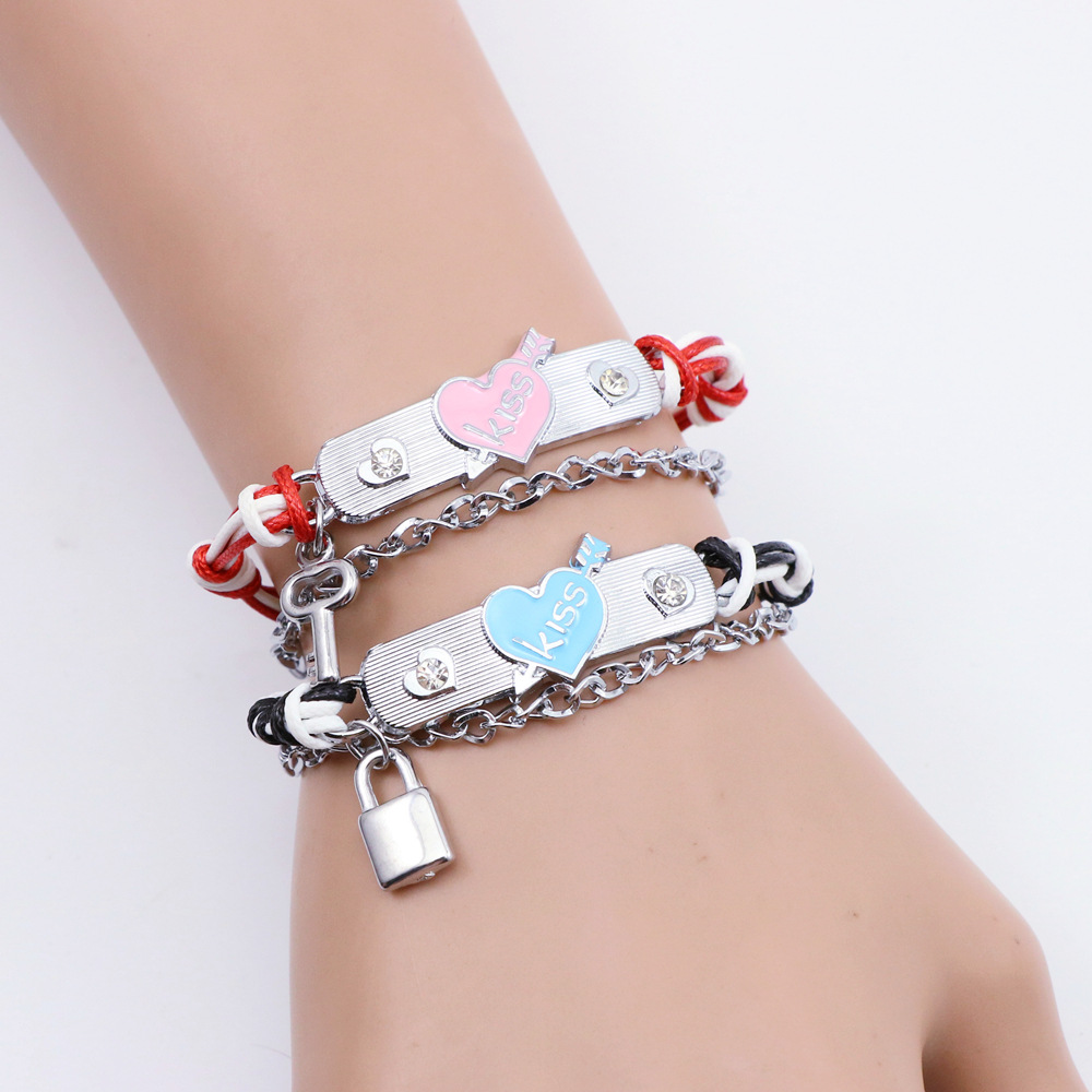 Skhek 2 Pcs Couple Charm Bracelet For Women Heart Key Lock Link Wrist Chain  Best Friend Armband Aesthetic Jewelry Gift Egirl | Couples charms, Best  friend bracelets, Bff jewelry