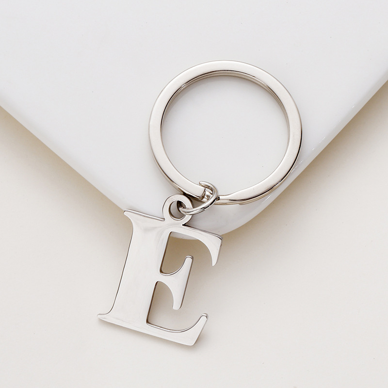 A-Z Initials Letter Alphabet Keyring Silver Key Ring Metal Key Chain