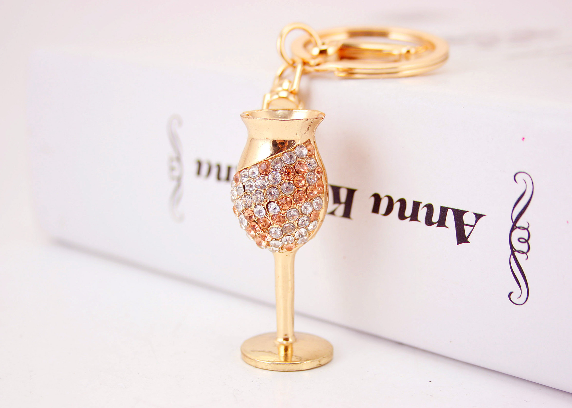 Vasos de flauta copa de vino cristal diamante bolso dije bolso de mano llavero colgante - Imagen 8 de 9
