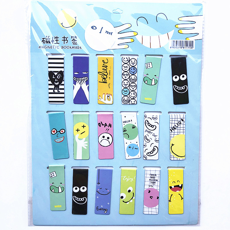 18pc Funny Grinning Faces Magnetic Bookmarks Book Markers With Magnet - Picture 1 of 1