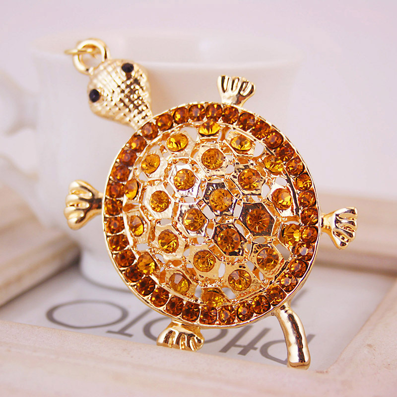Ciondolo portachiavi borsetta ciondoli borsa diamante cristallo animali tartaruga argento oro - Foto 11 di 18