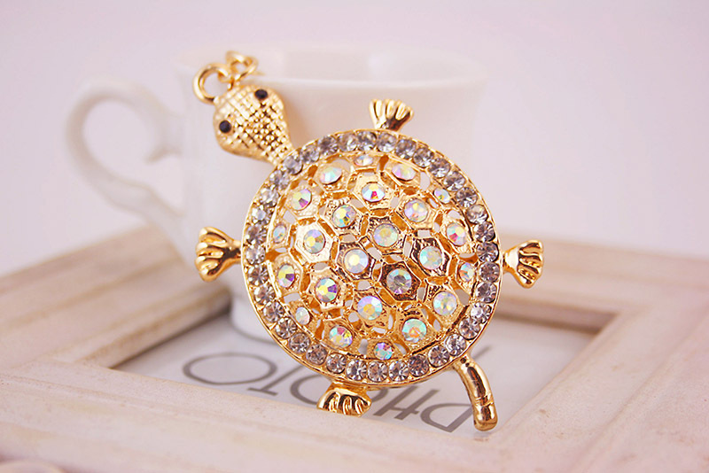 Ciondolo portachiavi borsetta ciondoli borsa diamante cristallo animali tartaruga argento oro - Foto 13 di 18