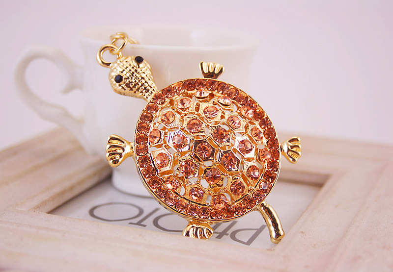 Ciondolo portachiavi borsetta ciondoli borsa diamante cristallo animali tartaruga argento oro - Foto 12 di 18