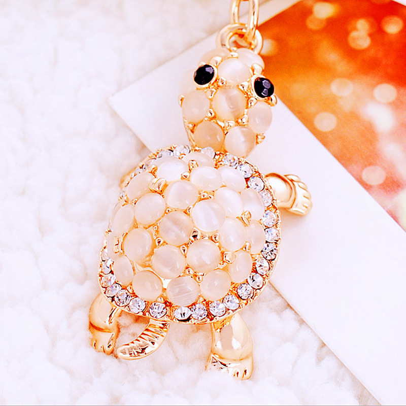 Ciondolo portachiavi borsetta ciondoli borsa diamante cristallo animali tartaruga argento oro - Foto 16 di 18
