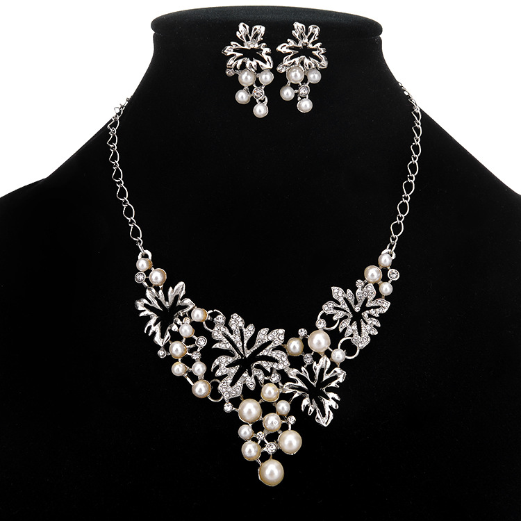 Juego de Pendientes de Oro Plata Perlas Blancas de Collar Diamante Disfraz Joyería - Imagen 7 de 7