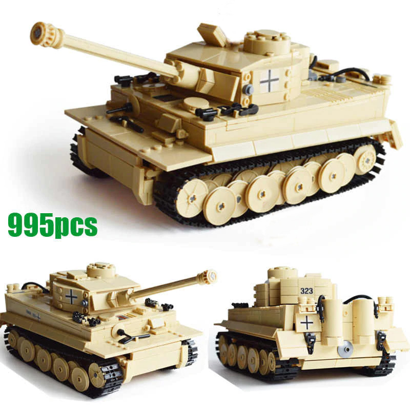 Tanque de batalla militar grande del ejército vehículos blindados construcción ladrillos juguetes construir - Imagen 14 de 20