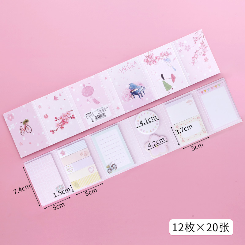 Almohadilla de notas adhesivas floral con flores de cerezo rosa japonés niña gato - Imagen 10 de 10