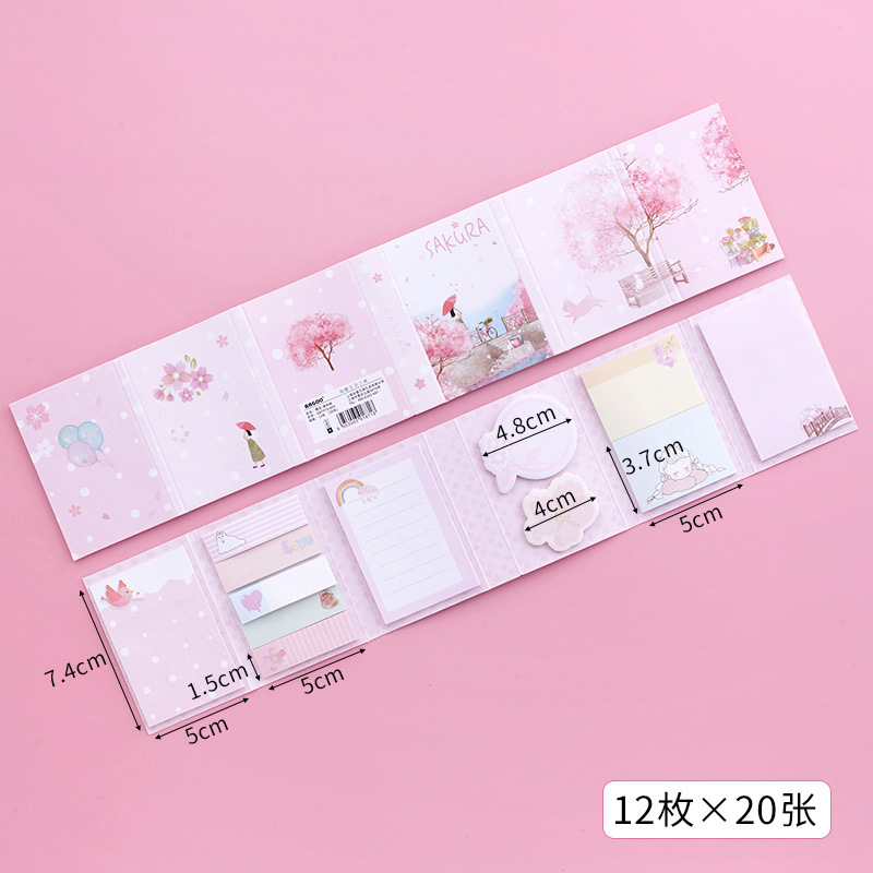 Almohadilla de notas adhesivas floral con flores de cerezo rosa japonés niña gato - Imagen 9 de 10